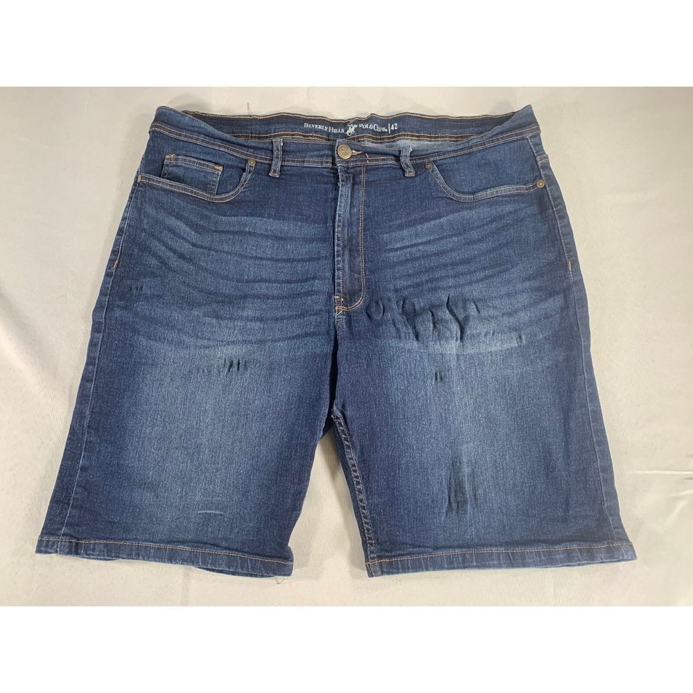Beverly Hills Polo Club Jean Shorts Men's 42 Blue Denim Baggy Fit Casual Zip Fly